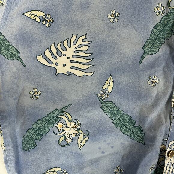 OP Sport Short Sleeve Hawaiian Shirt Mens XL Travel Blue Abstract Floral Relaxed - Picture 5 of 13